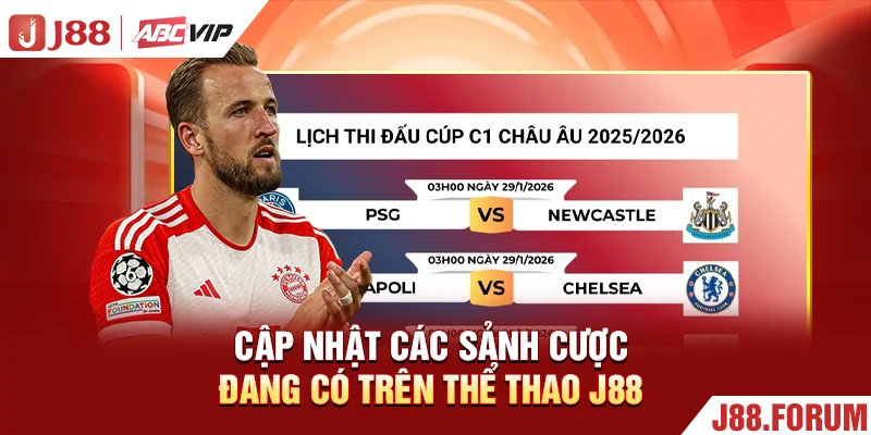Cập nhật các sảnh cược đang có trên thể thao J88